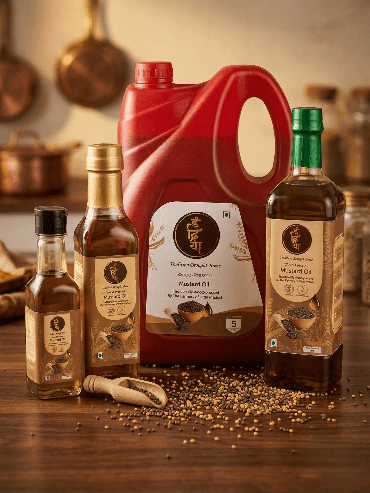 Indriya Wood - Pressed Mustard Oil Combo Pack (6.5L) – Pure & Natural - Indriya Oils