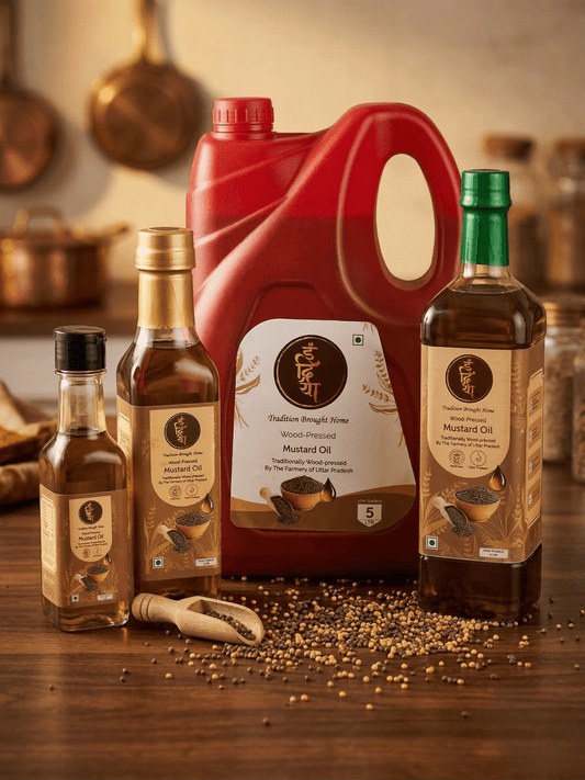 Indriya Wood - Pressed Mustard Oil Combo Pack (6.5L) – Pure & Natural - Indriya Oils